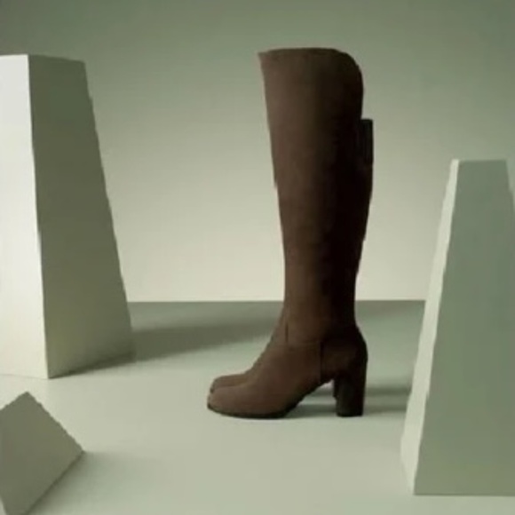 NIB MaxMara Gray Suede Knee High Boots Size 6 (36) $910 - Picture 1 of 7